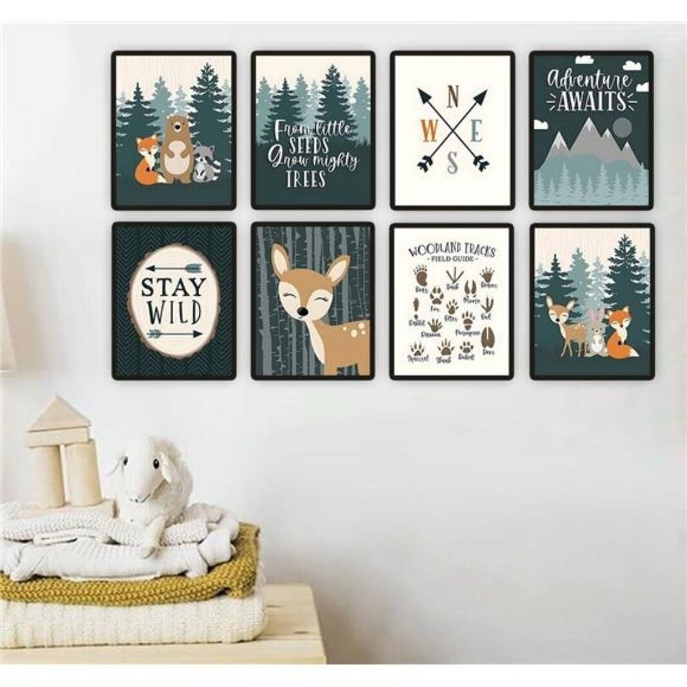 Nursery Baby Room Decor Woodland Animals Forest 6 prints 8.5x11
